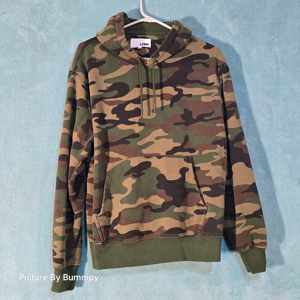 LCKR brand woodland camouflage pullover hoodie